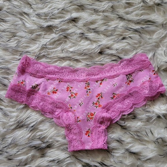 PINK pink lace trim cheeky small - Picture 1 of 4